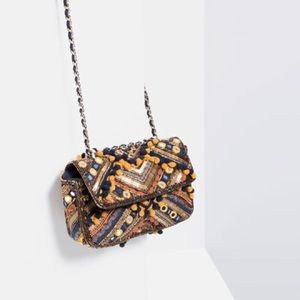 Zara embroidered crossbody bag